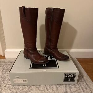 Frye Melissa Extended Boots - Redwood - Size 8